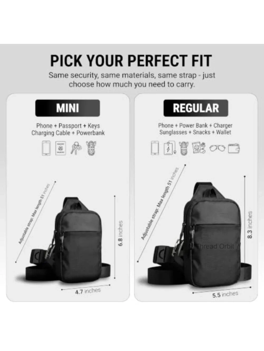 Small Water Resistant Crossbody Multipocket Chest Bag with Anti-Theft RFID